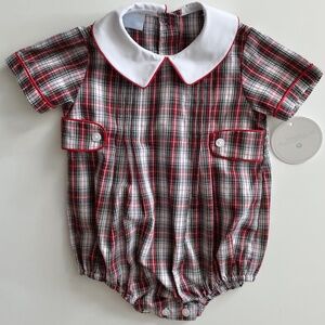 Edgehill Collection Baby Boys Short Sleeve Plaid Bubble New with Tag